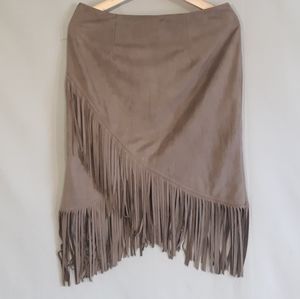 Very J | NWT Faux wrap faux suede skirt w/ fringe